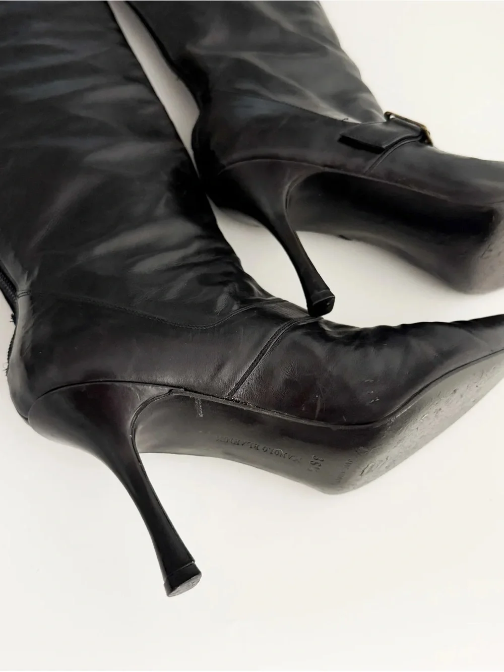Manolo Blahnik Black Over-the-Knee Stiletto Boots